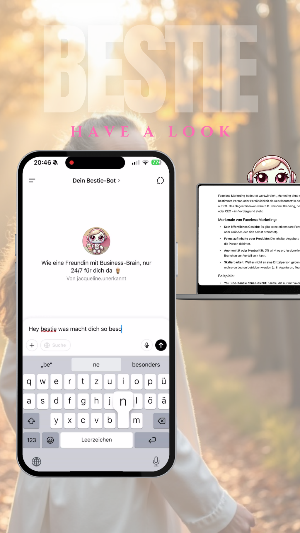Deine Bestie- Bot - KI-Bot für digitales Marketing, Content-Ideen & faceless Branding. Kein Abo