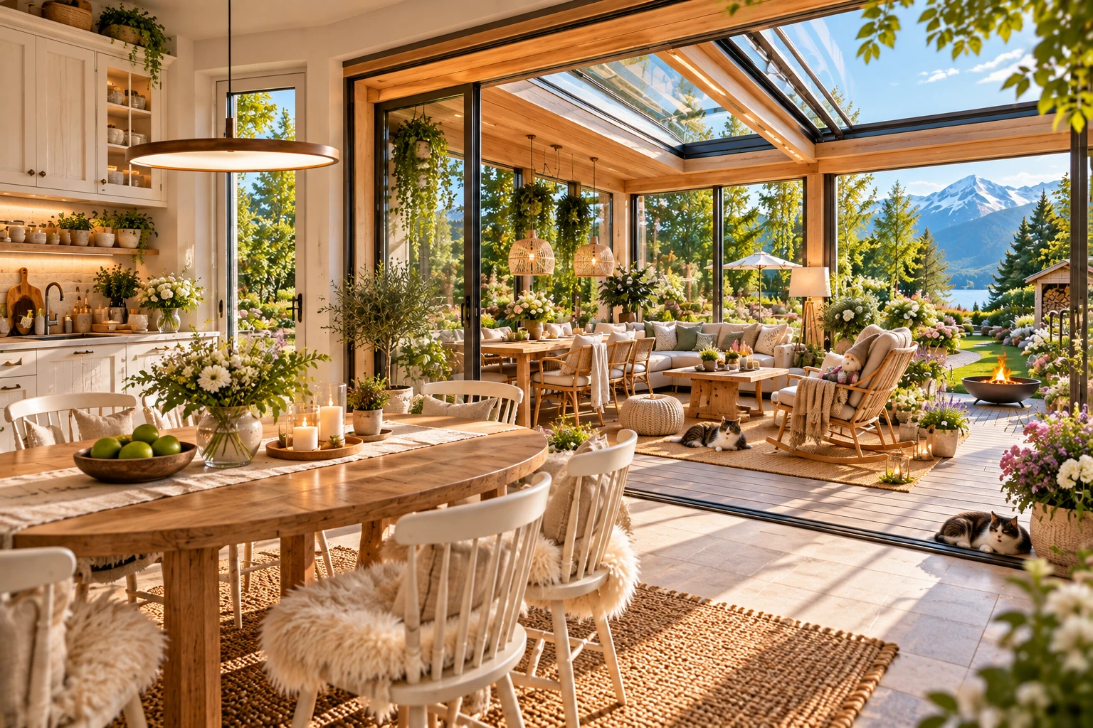 Natürliches nordisches Wohnen mit Holz, Pflanzen und Gartenbezug