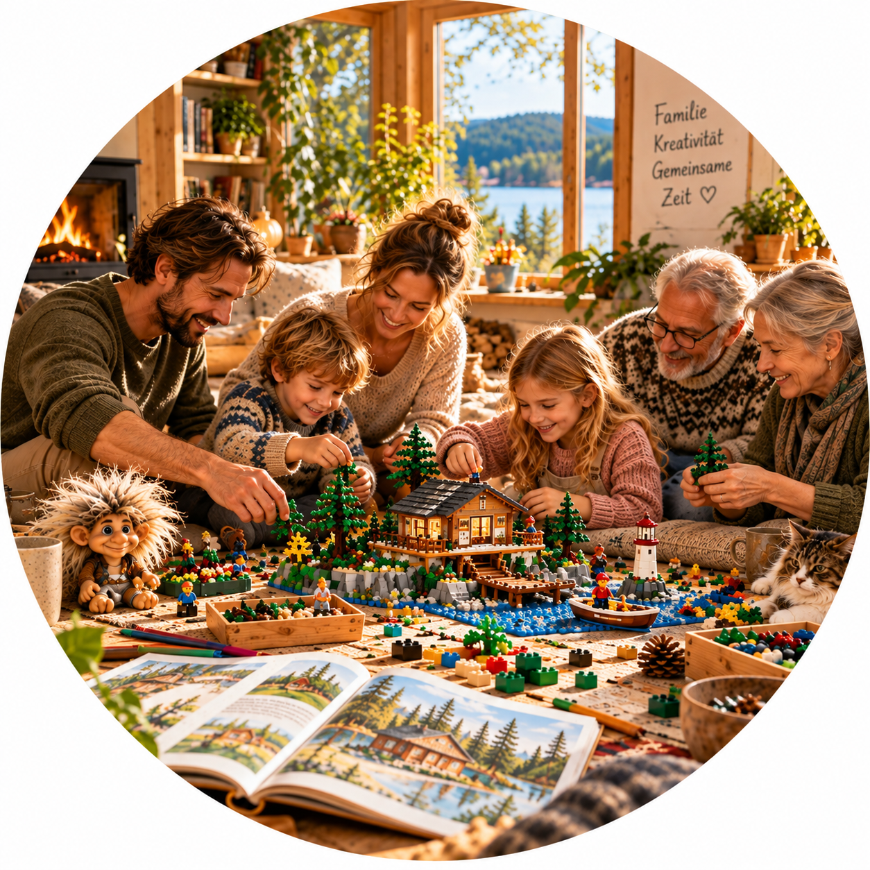 Familie bei einem gemeinsamen kreativen Projekt