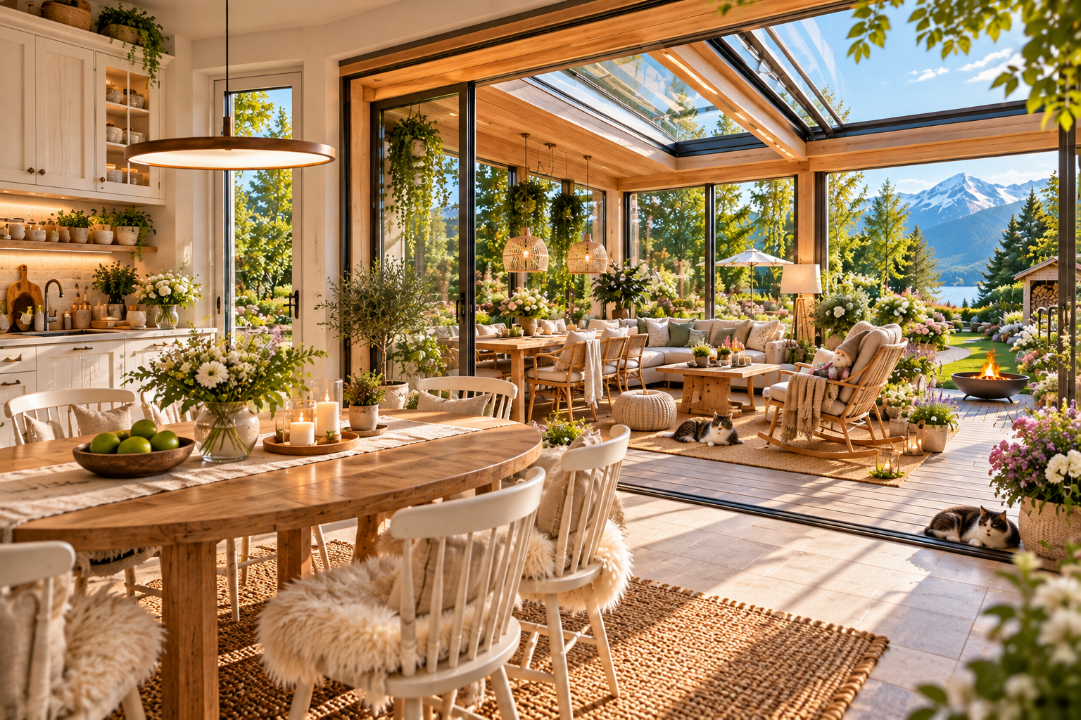 Natürliches nordisches Wohnen mit Holz, Pflanzen und Gartenbezug