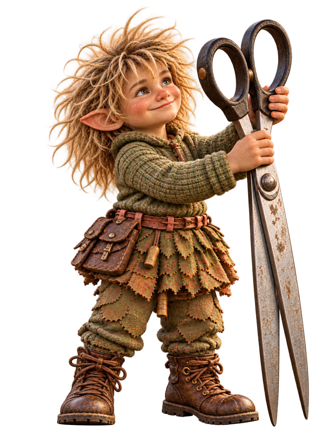 Asger, the woodland troll, holding his scissors